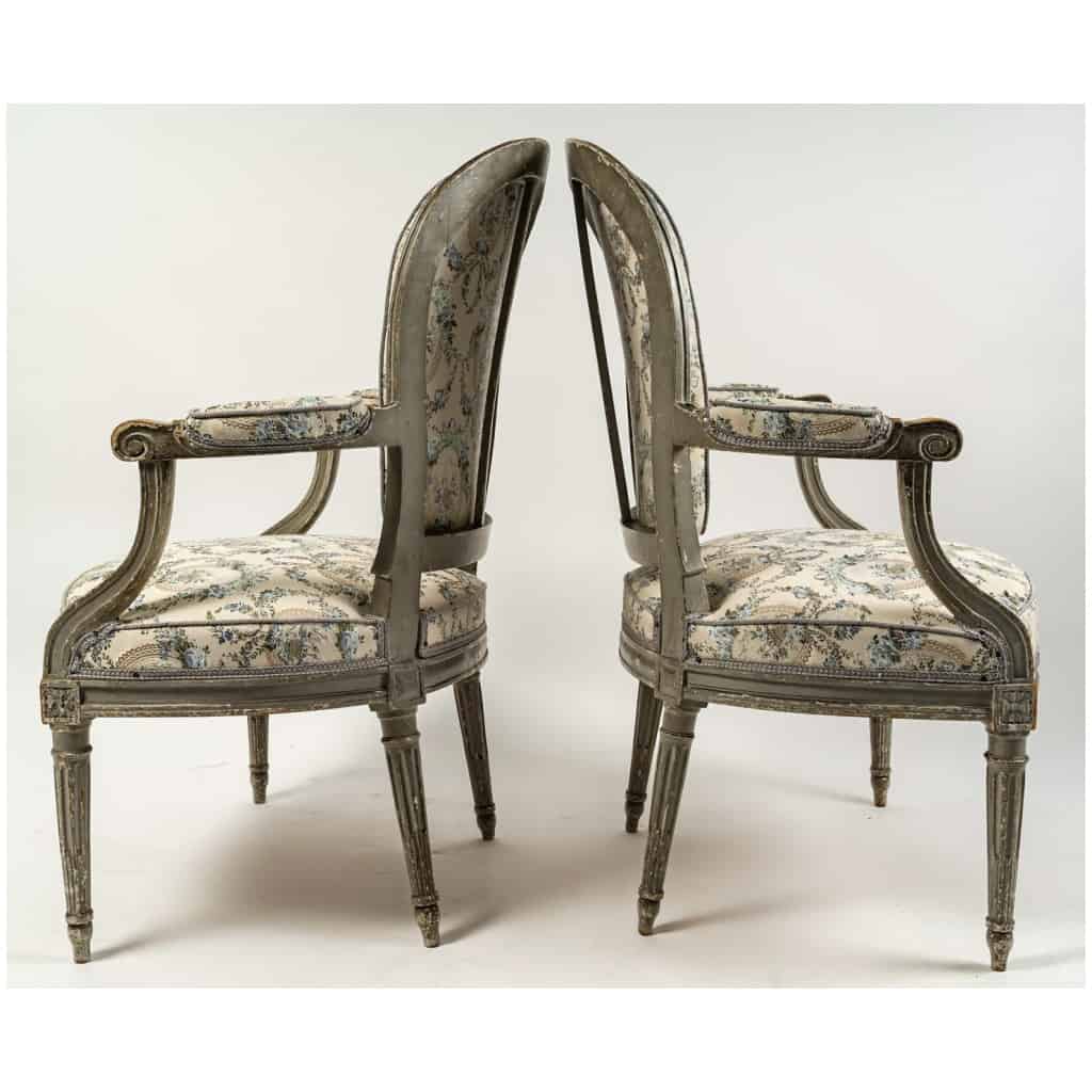 Nicolas-Louis Mariette Maître en 1770 – Paire de fauteuils à dossiers en fer à cheval d’époque Louis XVI 9
