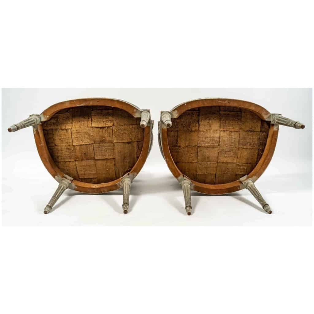 Nicolas-Louis Mariette Maître en 1770 – Paire de fauteuils à dossiers en fer à cheval d’époque Louis XVI 10