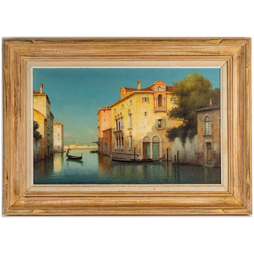 Alphonse Lecoz Gondole sur un Canal de Venise huile sur toile vers 1890-1900 3