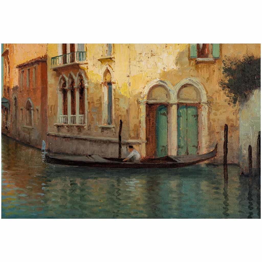 Alphonse Lecoz Gondole sur un Canal de Venise huile sur toile vers 1890-1900 6