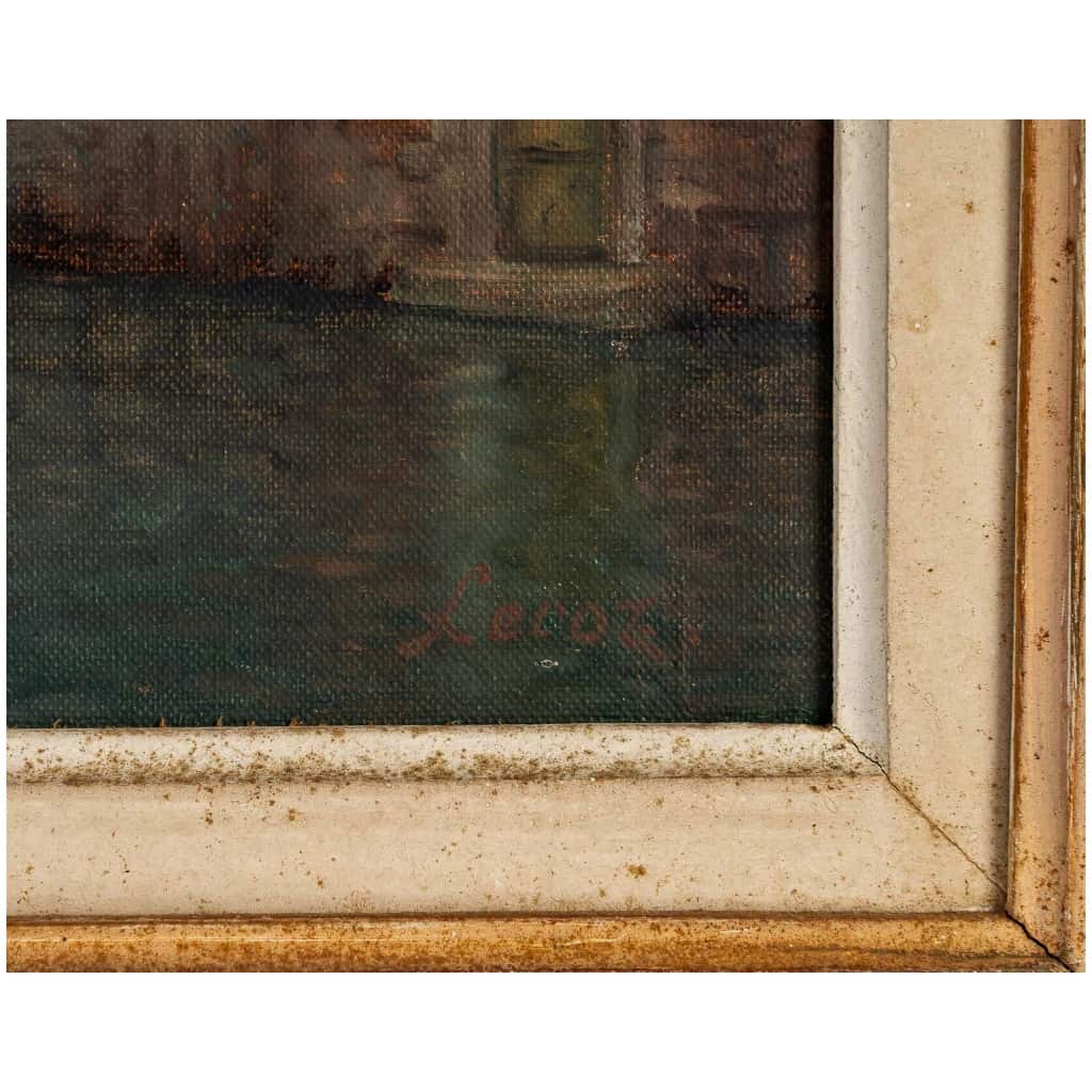 Alphonse Lecoz Gondole sur un Canal de Venise huile sur toile vers 1890-1900 9