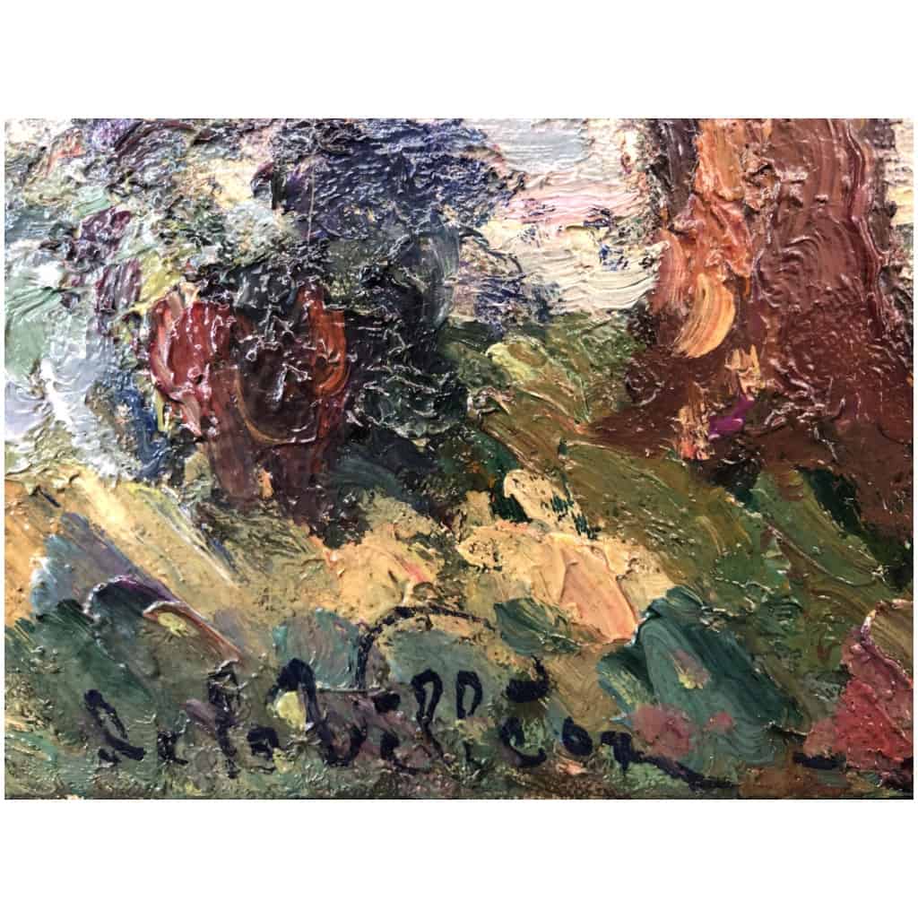 Emmanuel De La VILLEON Vue de Yffiniac en Bretagne Huile sur toile signée 6