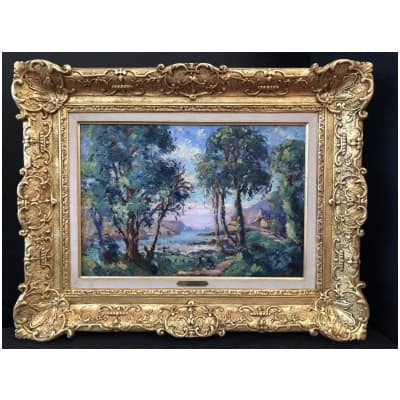 Emmanuel De La VILLEON View of Yffiniac in Brittany Oil on canvas signed