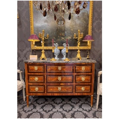 Joseph Feurstein – Inlaid chest of drawers from the Louis period XVI around 1780-1790
