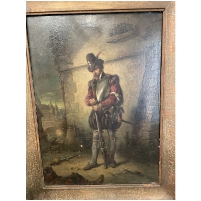 Painting "man at arms", Hermann Maurice COSSMANN (1821/1890)