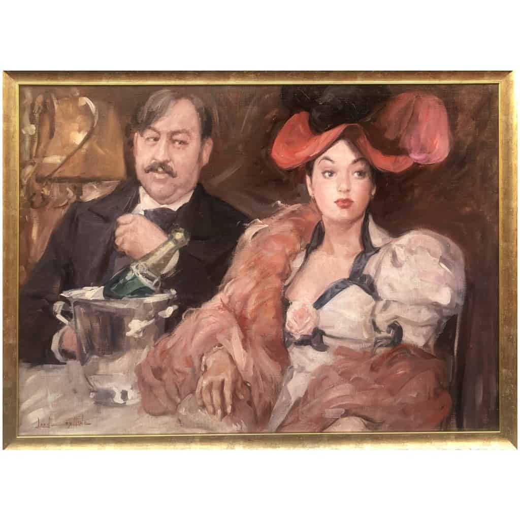 ZEYTLINE Léon Invitation au champagne Huile sur toile signée 3