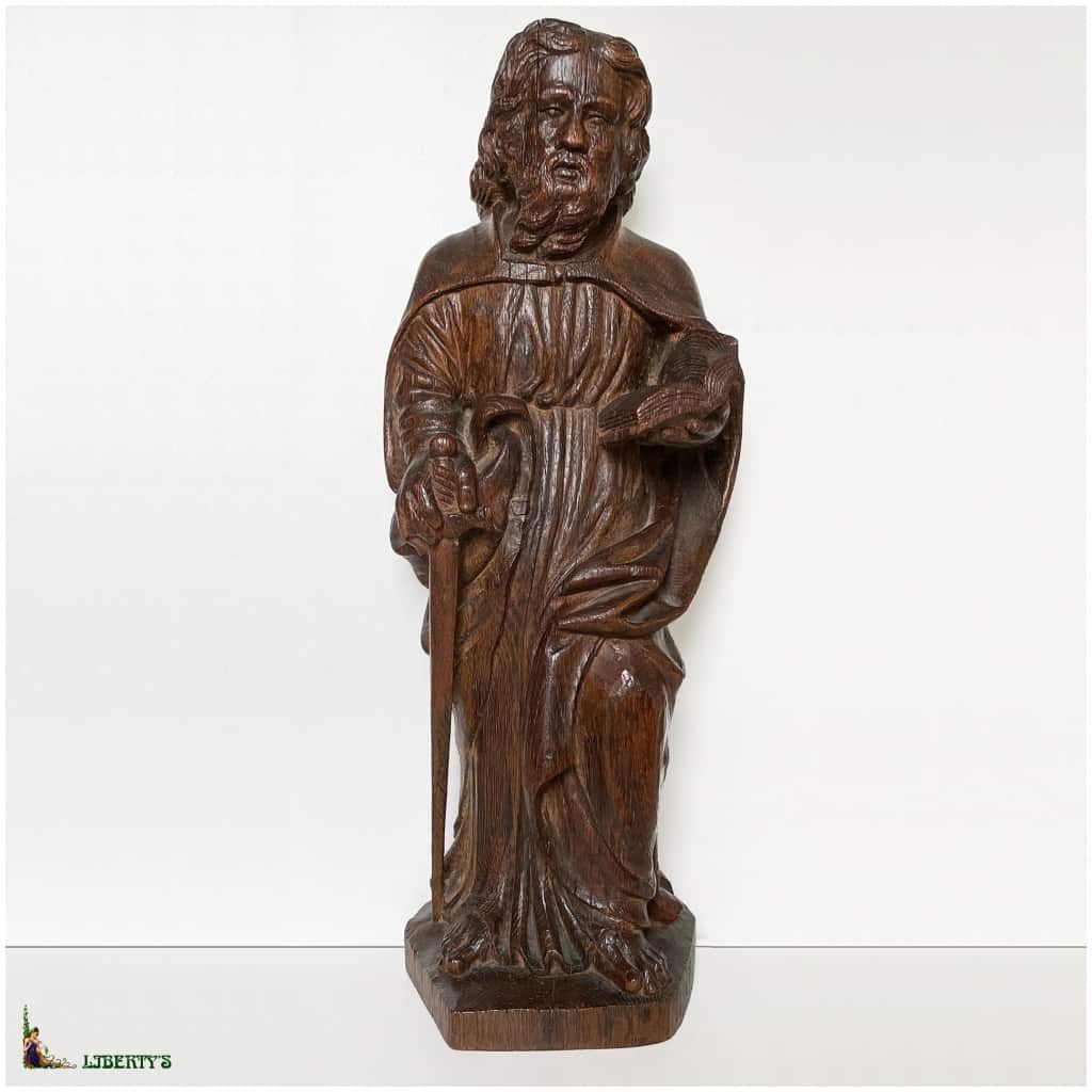 Sculpture en chêne Saint Paul, haut. 56.5 cm (XIXe) 3