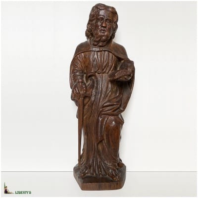 Saint Paul oak sculpture, top. 56.5cm (XIXe)