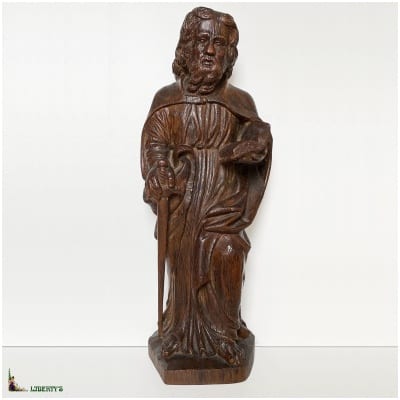 Saint Paul oak sculpture, top. 56.5cm (XIXe) 3