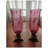 PHOTOPHORES EN CRISTAL ROSE ET BLANC ( paire ) prix de la paire 8