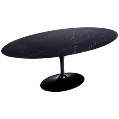 Saarinen & Knoll International: Table « tulipe », marbre marquina et rilsan noir