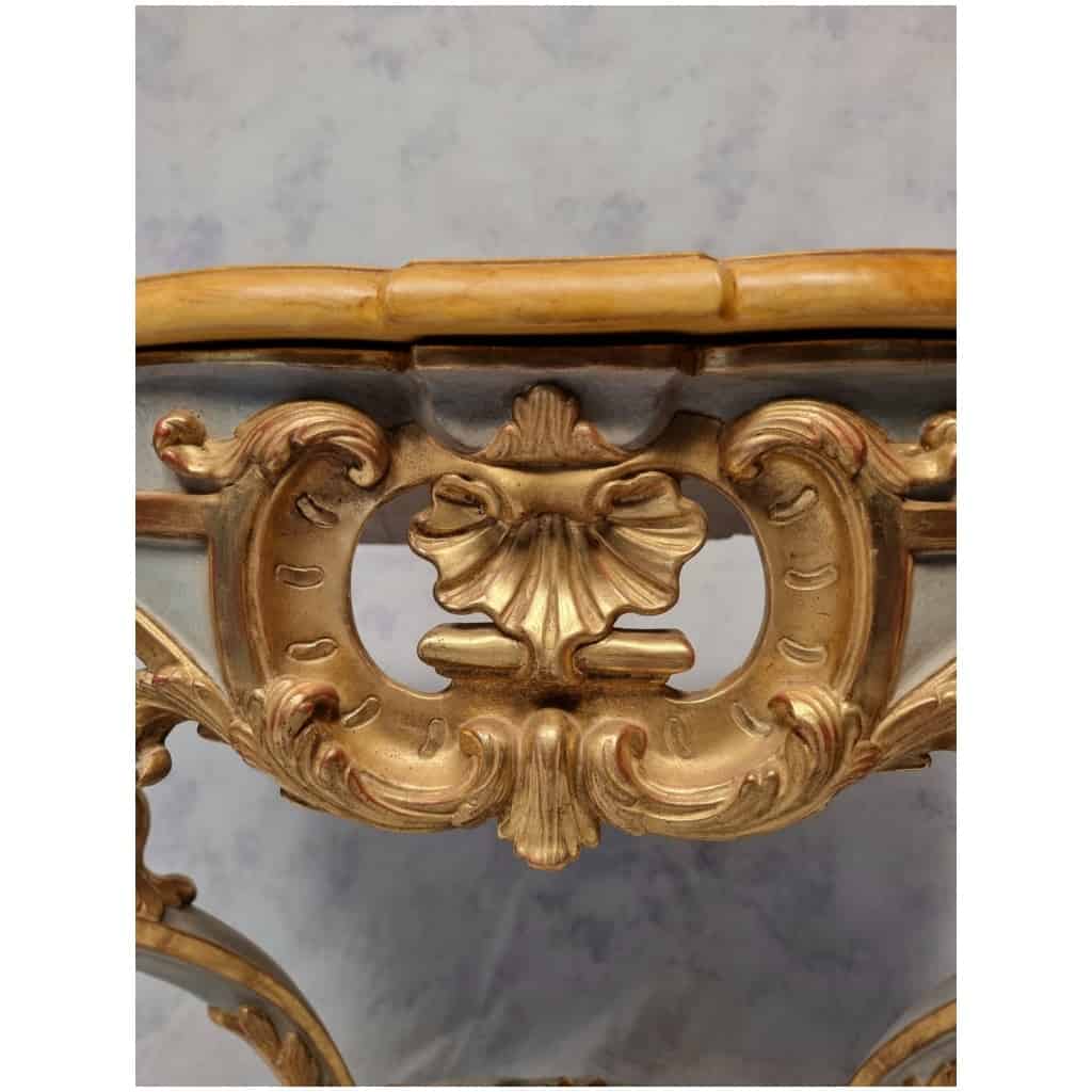 Louis XV Style Console on Four Legs – Lacquered Wood – 19th 7