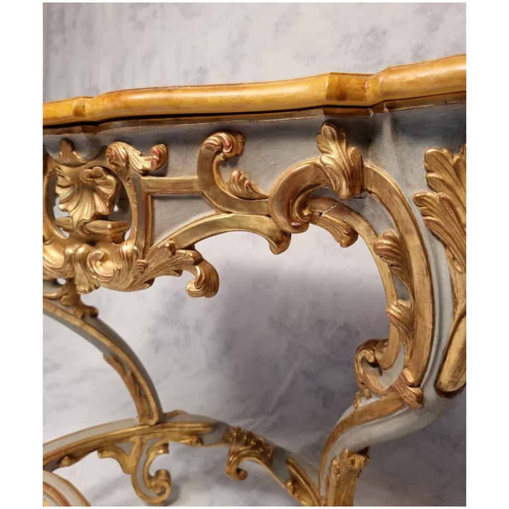 Louis XV Style Console on Four Legs – Lacquered Wood – 19th 9