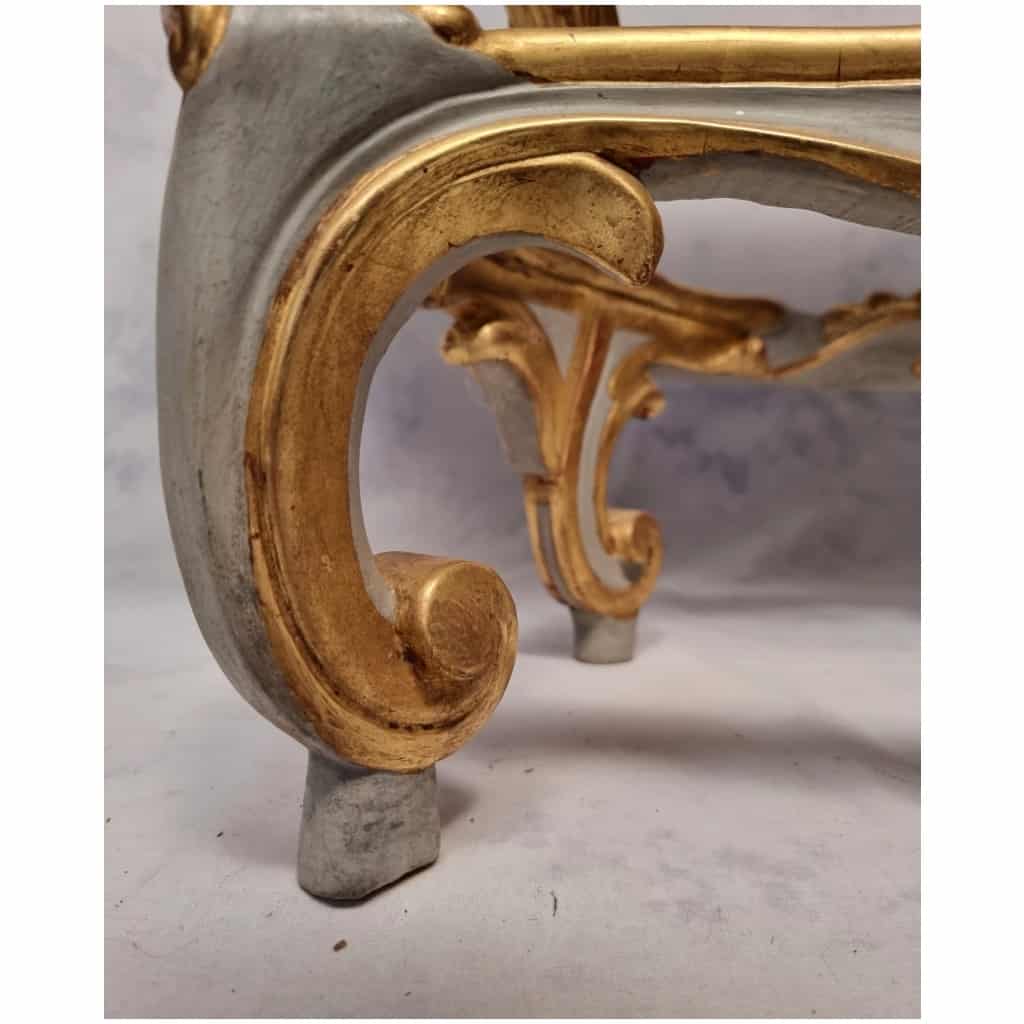 Console de style Louis XV sur Quatre Pieds – Bois Laqué – 19ème 10