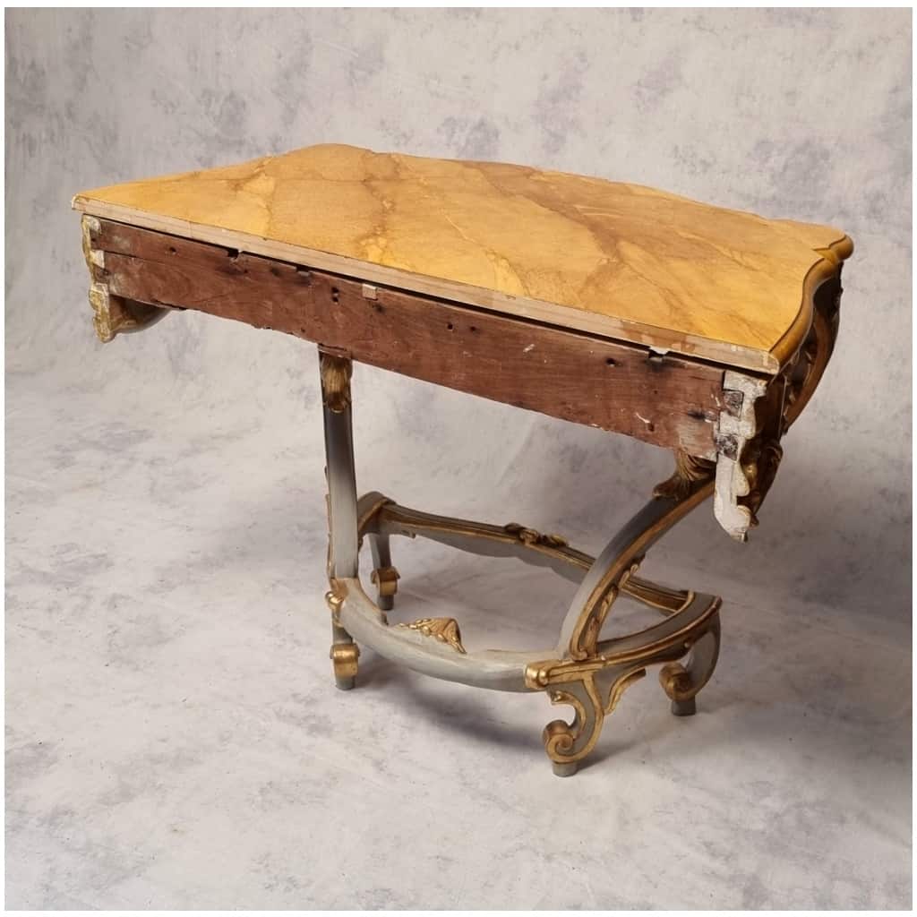 Louis XV Style Console on Four Legs – Lacquered Wood – 19th 6