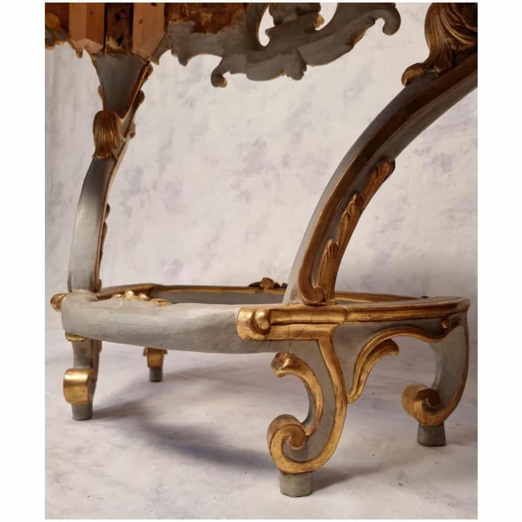 Louis XV Style Console on Four Legs – Lacquered Wood – 19th 11