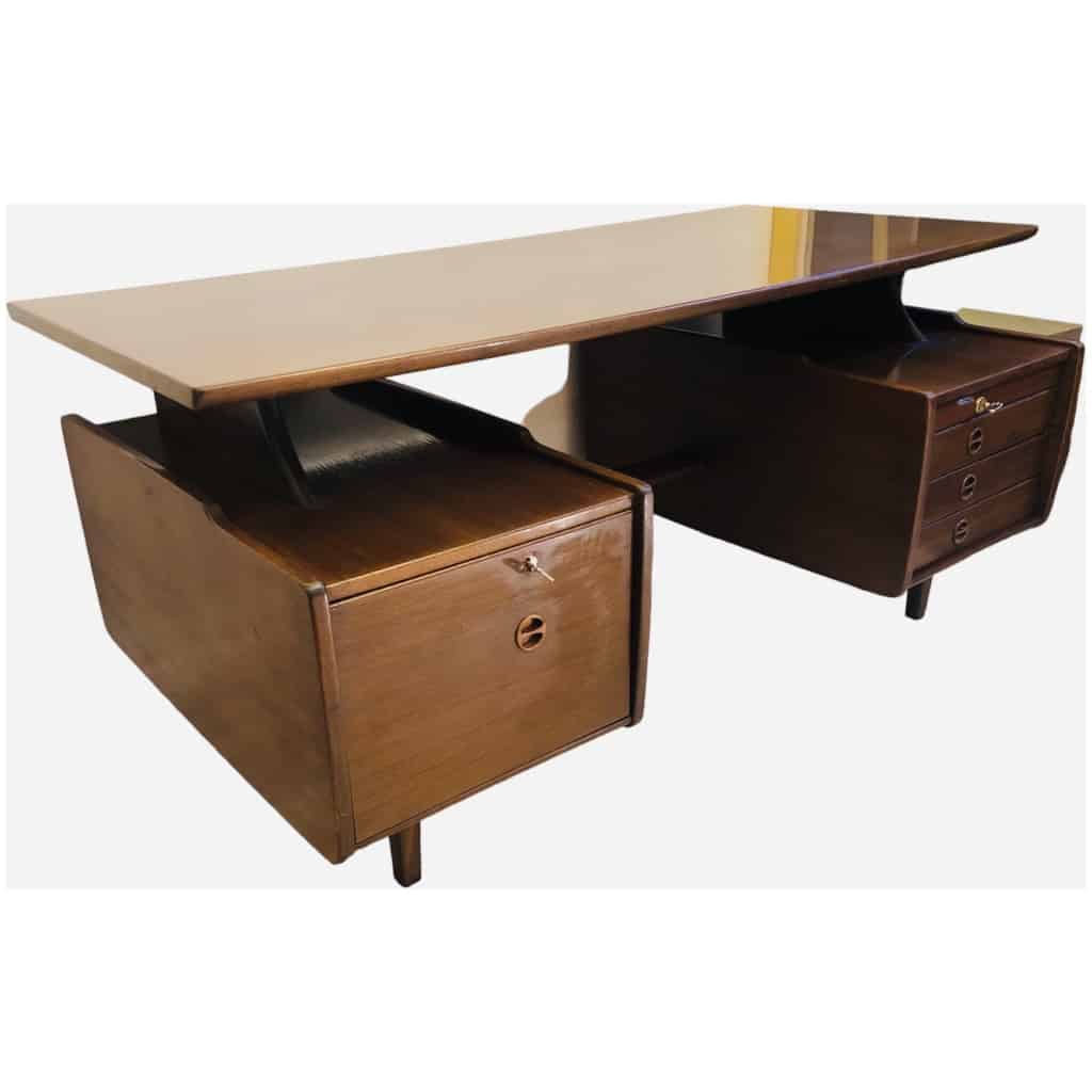 Jacques Hauville Bureau double face ouvrant par trois tiroirs et un caisson 5