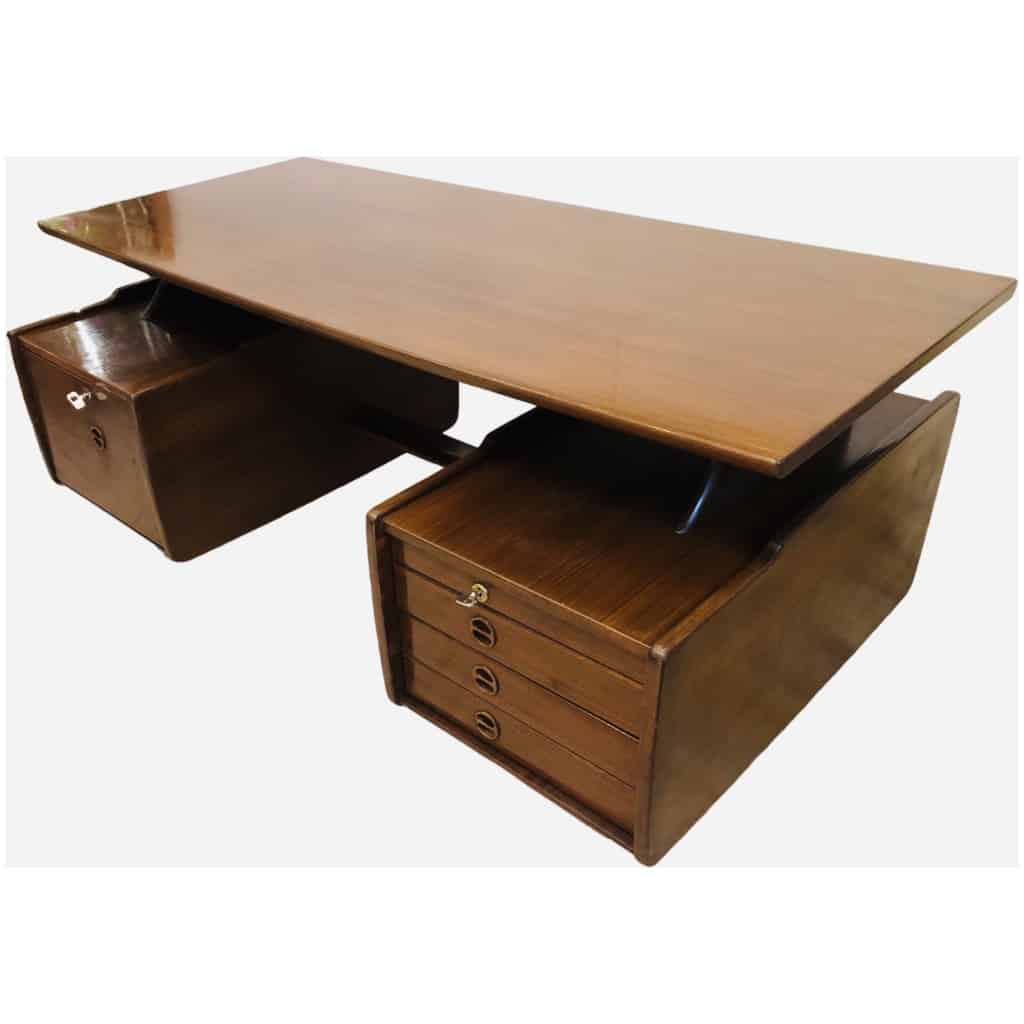 Jacques Hauville Bureau double face ouvrant par trois tiroirs et un caisson 4