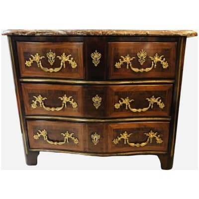 Louis XIV Period Commode In Veneer Wood Opening With 4 Drawers 3