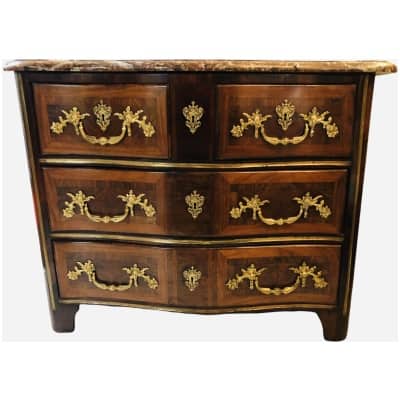 Commode d’époque Louis XIV En Bois De Placage Ouvrant Par 4 Tiroirs