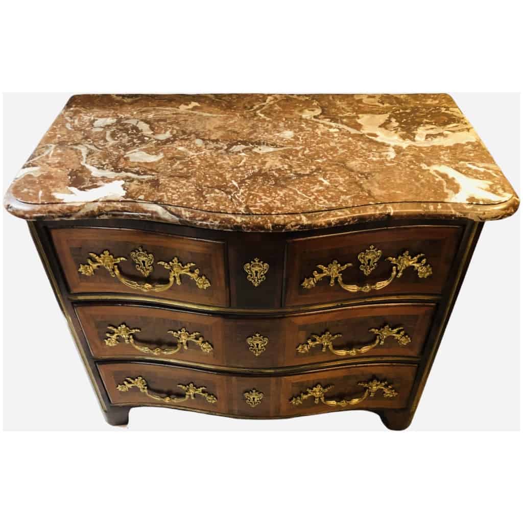 Commode d’époque Louis XIV En Bois De Placage Ouvrant Par 4 Tiroirs 7