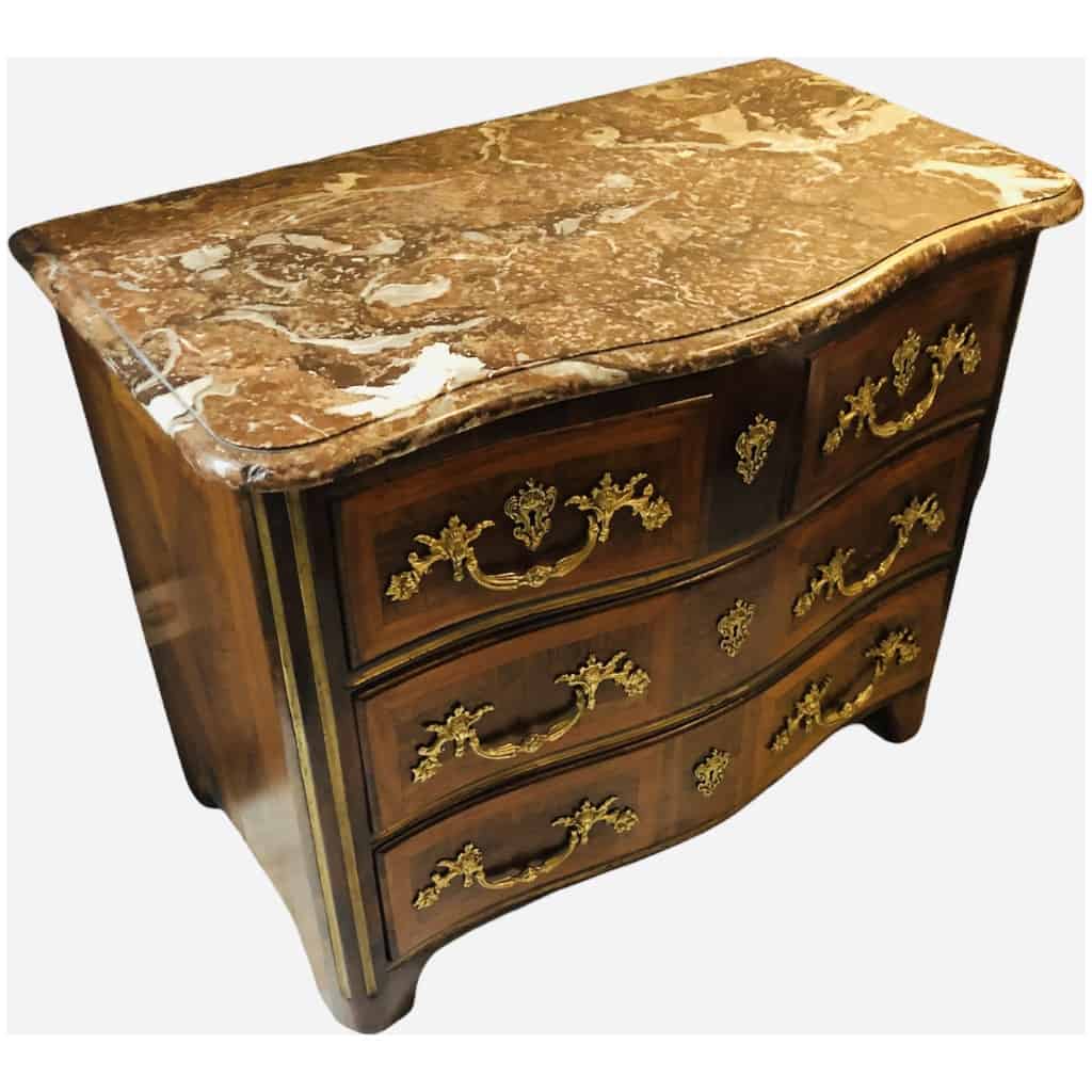 Commode d’époque Louis XIV En Bois De Placage Ouvrant Par 4 Tiroirs 5