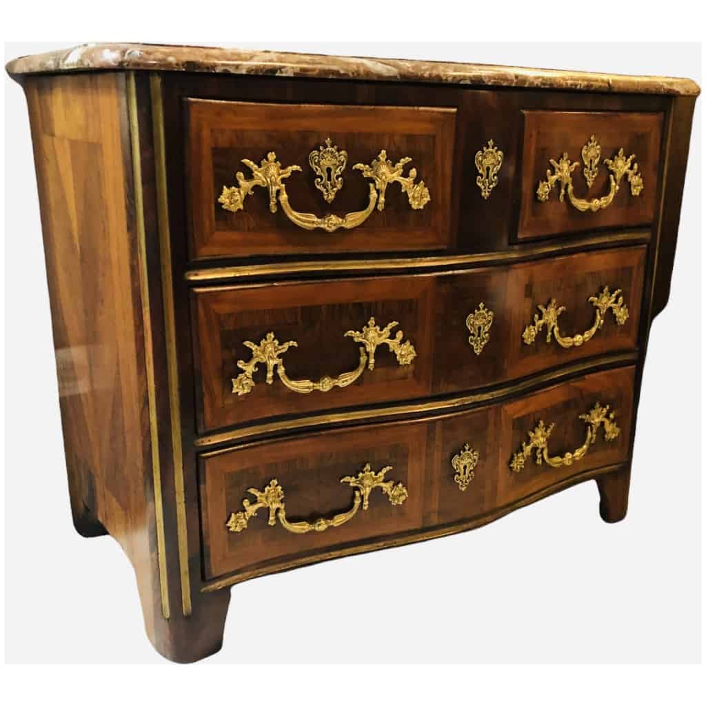 Louis XIV Period Commode In Veneer Wood Opening With 4 Drawers 4