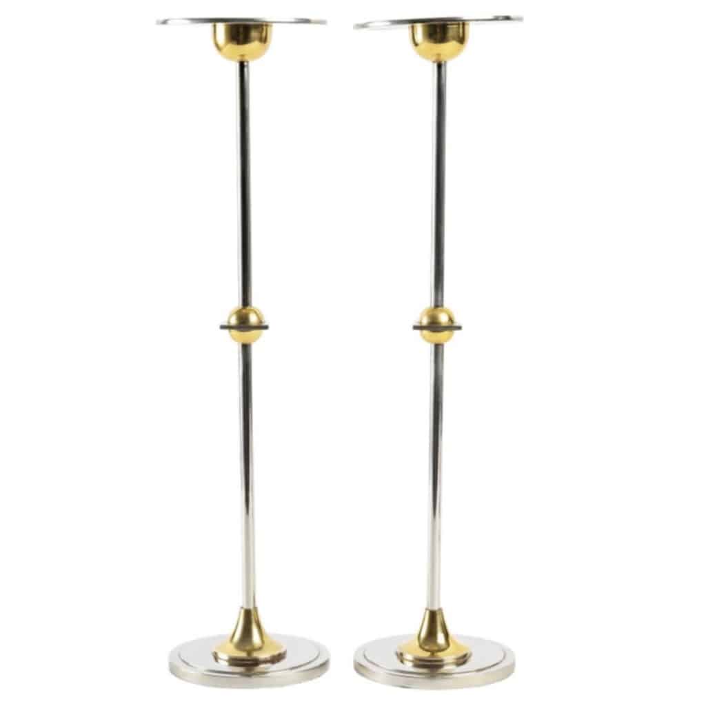 Pair of 70s Candlesticks Model "La Notte" Signed By Chrystiane Charles 3