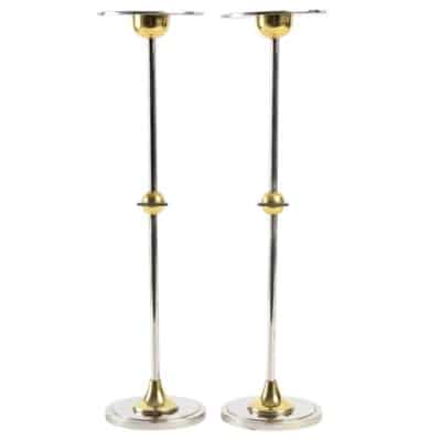 Pair of 70s Candlesticks Model "La Notte" Signed By Chrystiane Charles