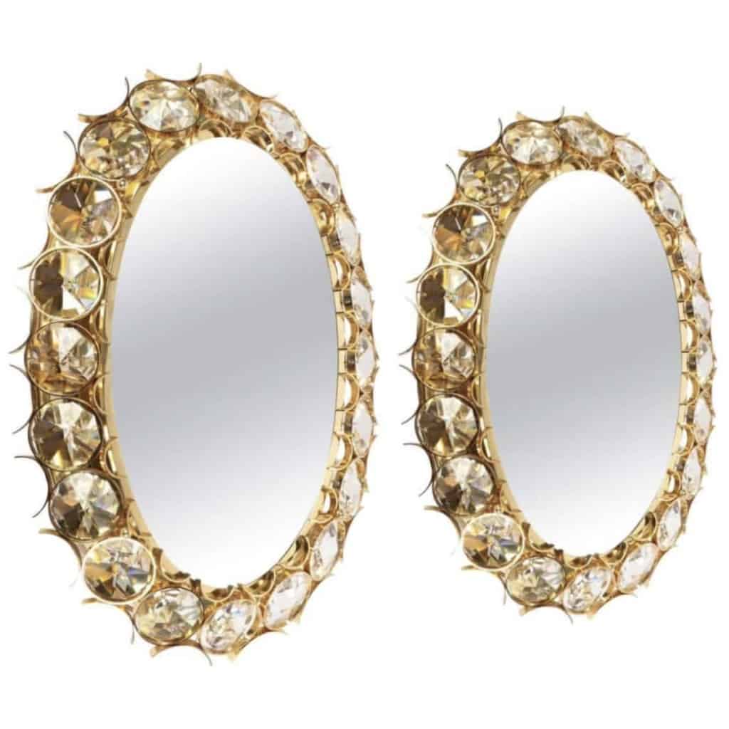 Pair of backlit mirrors in the style of "costume jewelry" from the 80s. 3
