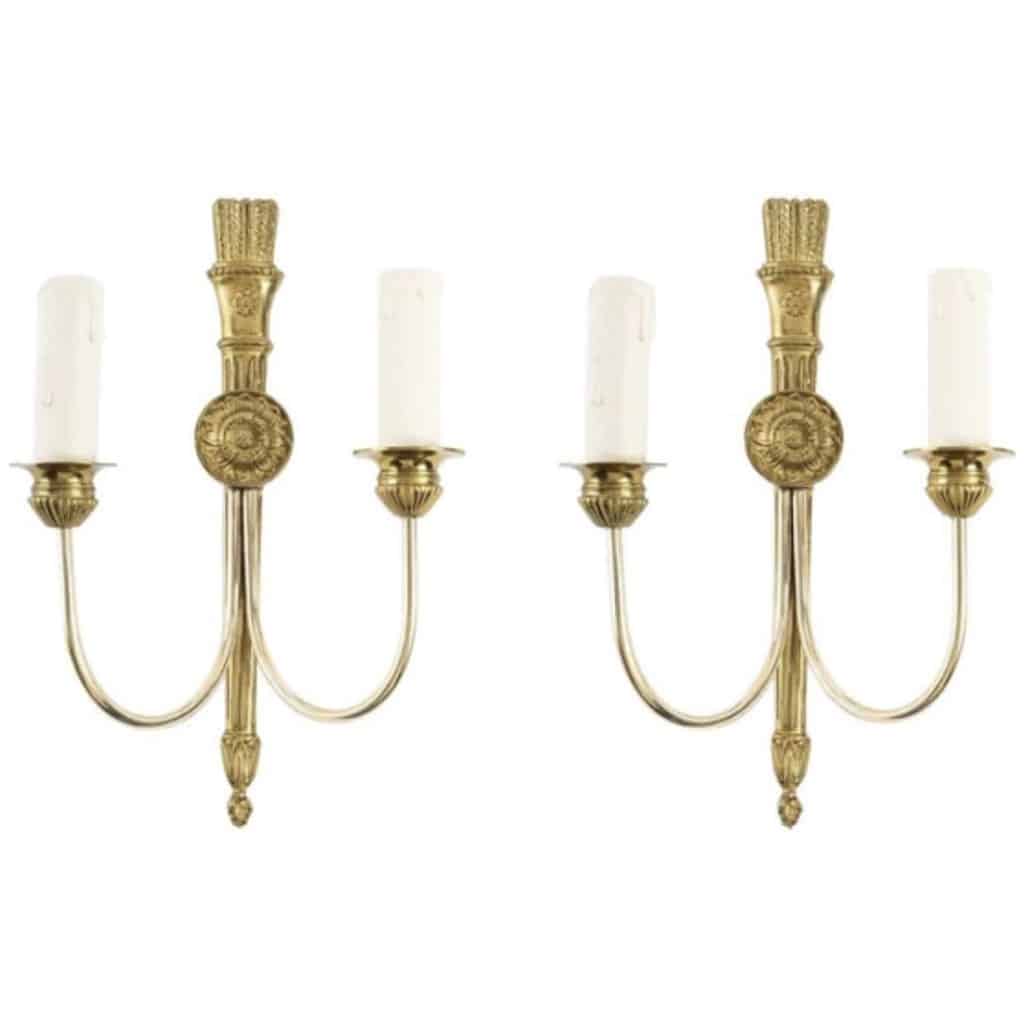 1970 Pair of neoclassical bronze sconces Maison Roche. 3