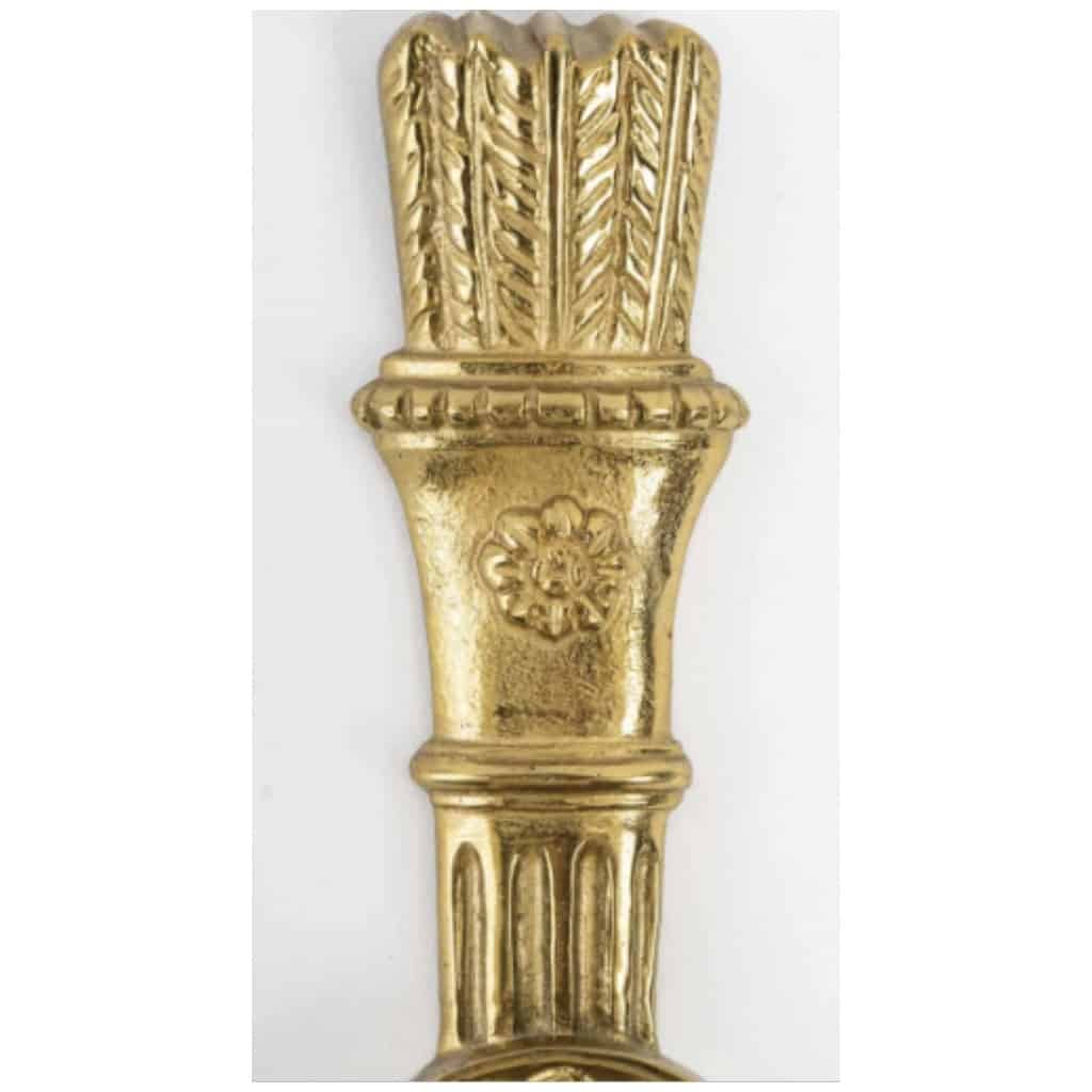 1970 Pair of neoclassical bronze sconces Maison Roche. 5