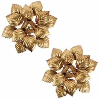 1960 Pair of “Foliage” Sconces by Maison ForArt in gilded metal