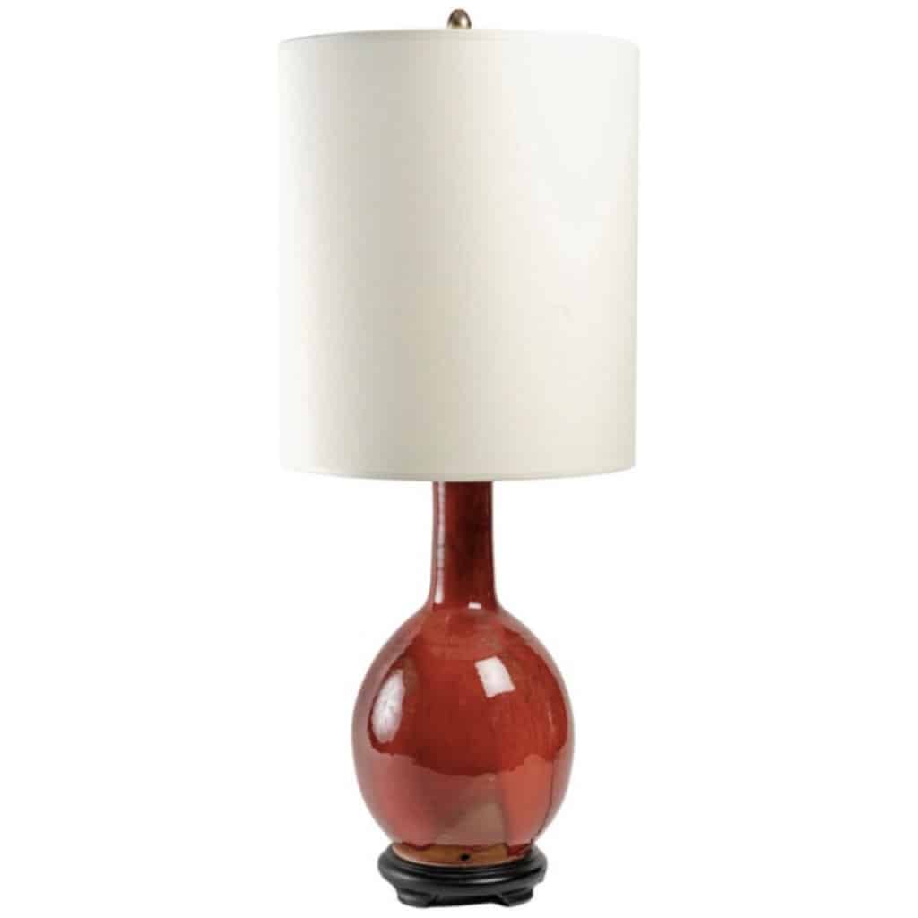 1970 Lampe en faïence couleur « sang de boeuf » Maison Roche 3