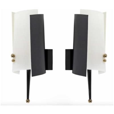 1960 Pair of Jacques Biny Wall Lamps Luminalite Edition