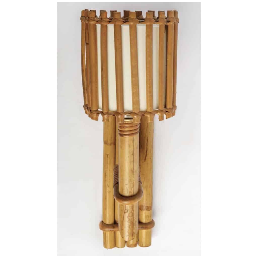 1950 Pair of Louis Sognot rattan sconces 4