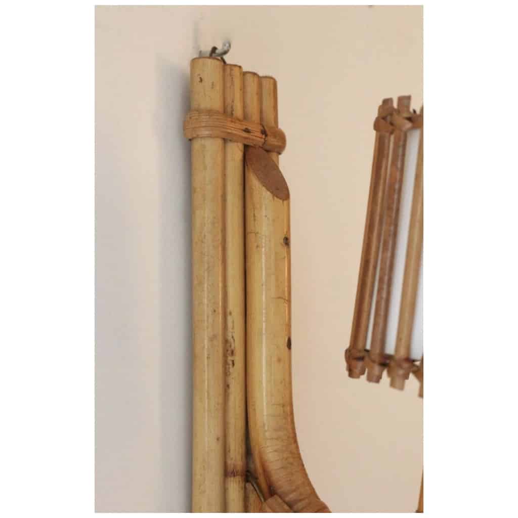 1950 Paire d’Appliques en rotin Louis Sognot 6