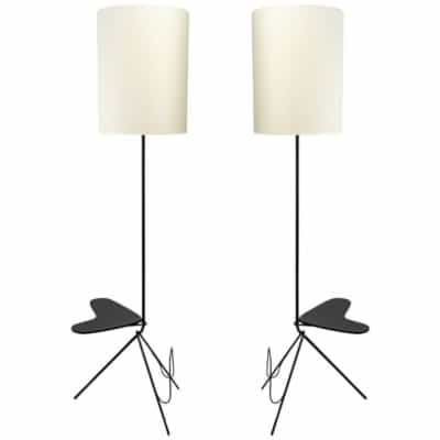 1960 Paire de lampadaires Tablette et porte revue Maison Lunel