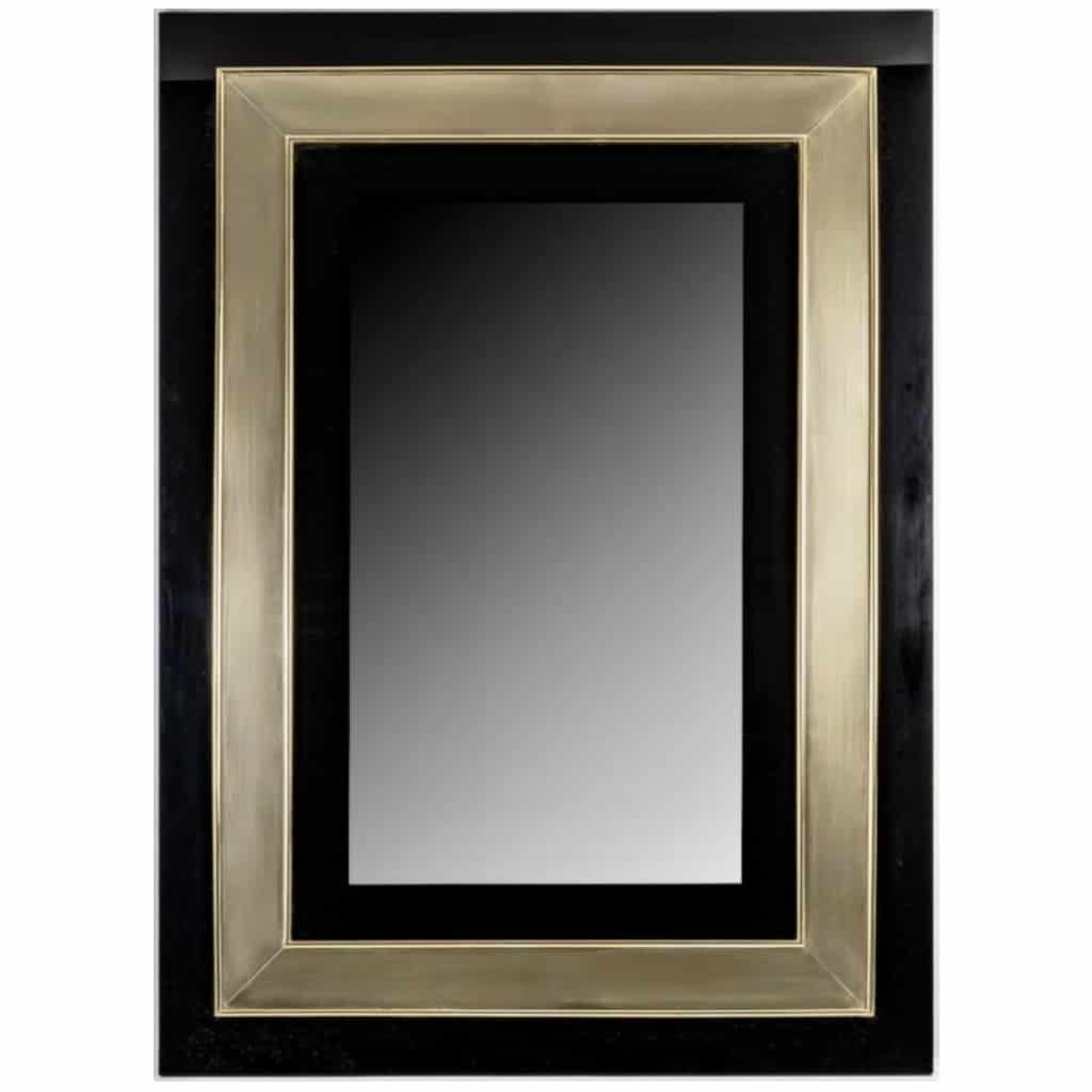 1970 Black Plexiglas mirror and golden brass Maison Roche 3