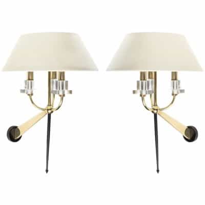 1950 Elegant Pair of Wall Lamps Marcel Asselbur