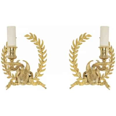 1970 Paire d’Appliques Lyre Maison Roche
