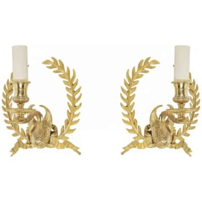 1970 Pair of Maison Roche Lyre Sconces