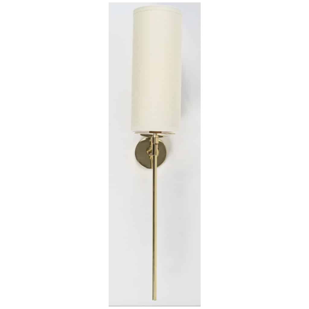 1950 Pair of gilt brass wall lamps Maison Arlus 5