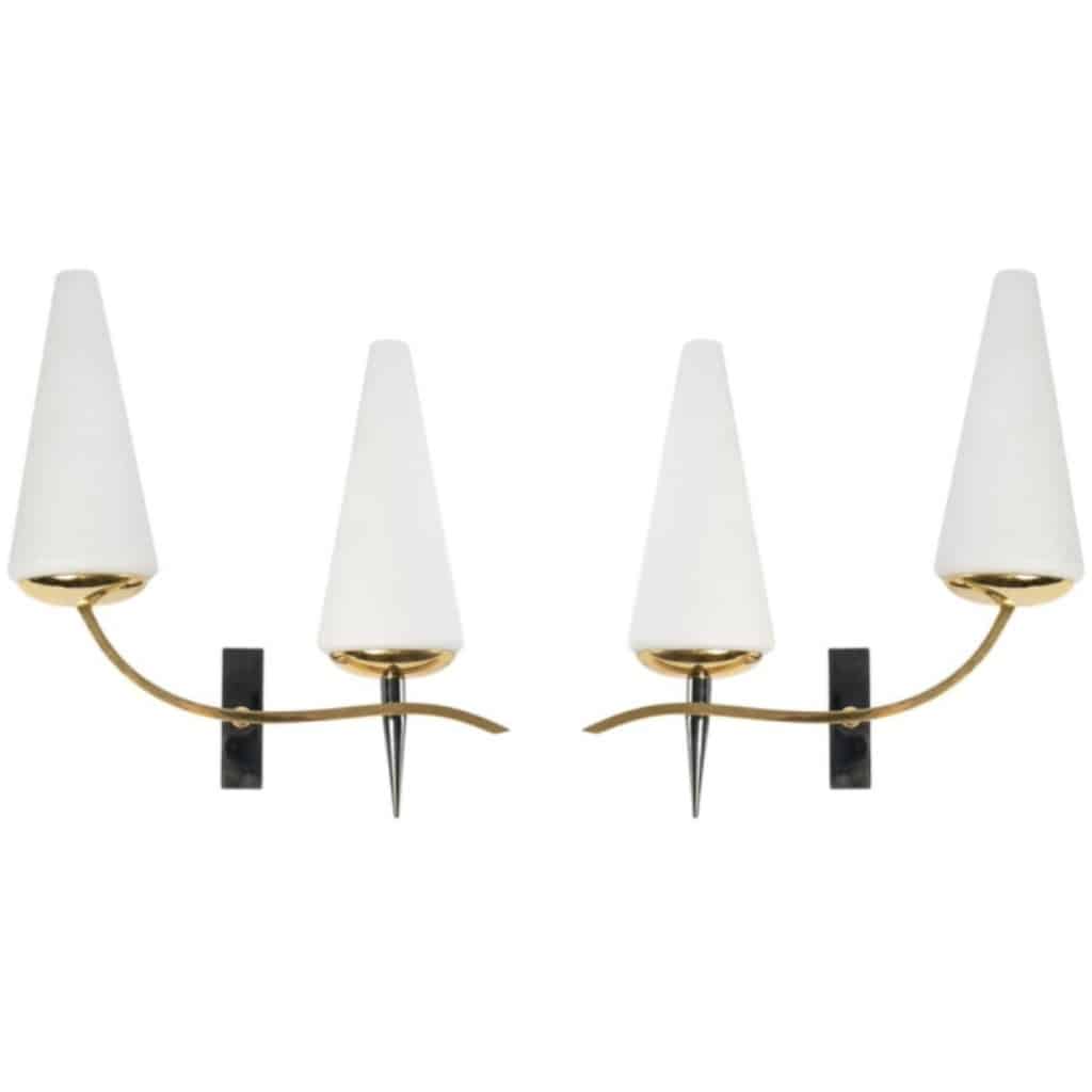 1950 Pair of asymmetrical sconces from Maison Arlus 3