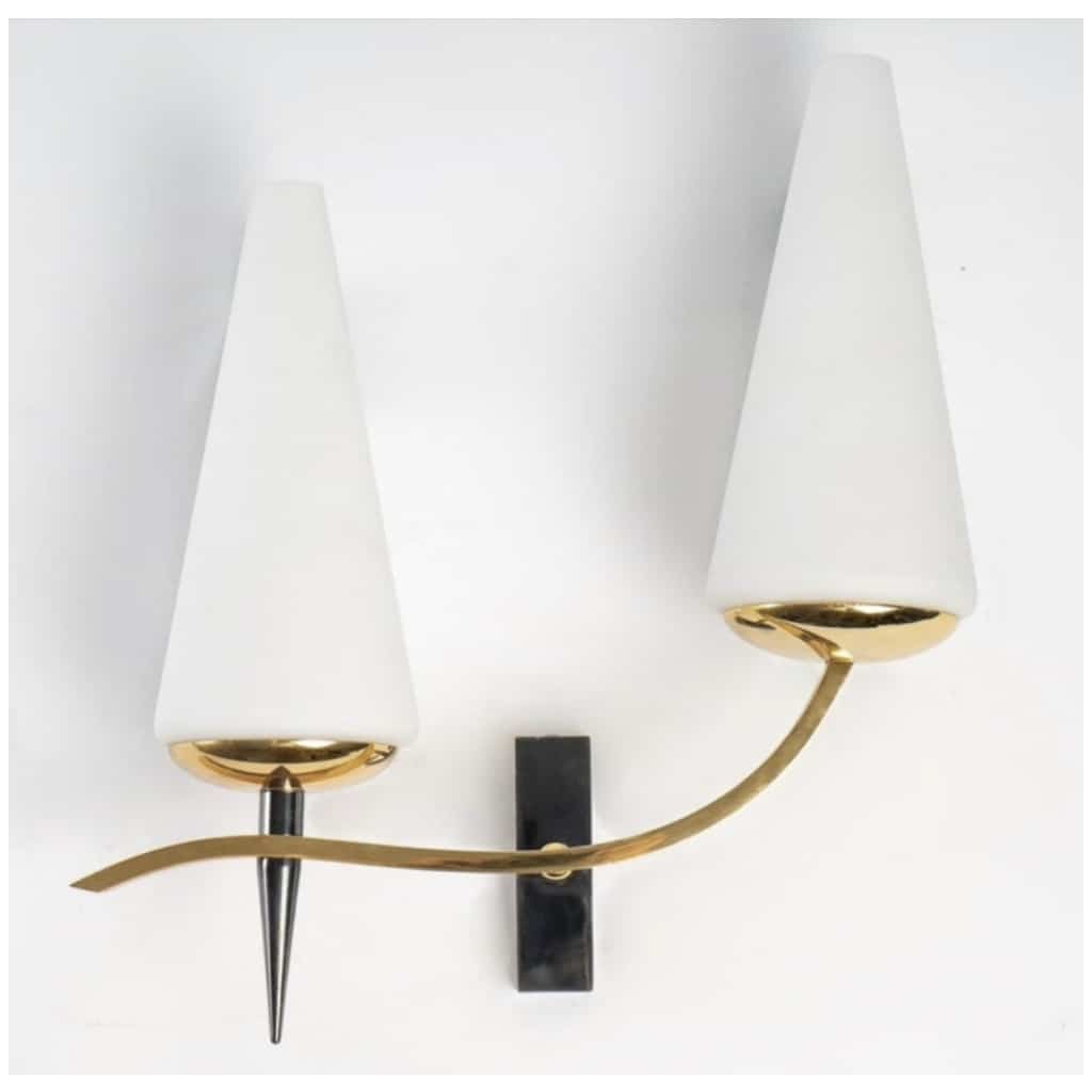 1950 Pair of asymmetrical sconces from Maison Arlus 4