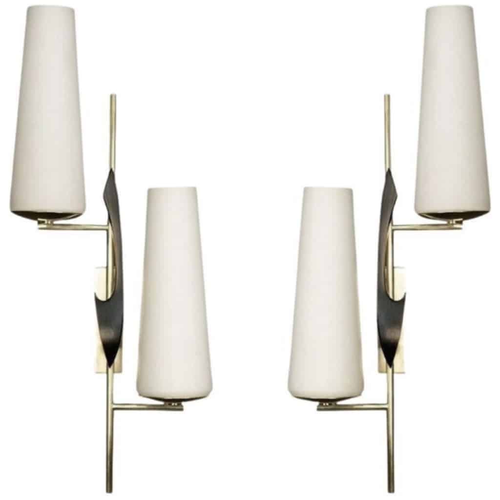 1950 Pair of asymmetrical sconces from Maison Arlus 3