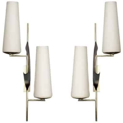 1950 Pair of asymmetrical sconces from Maison Arlus