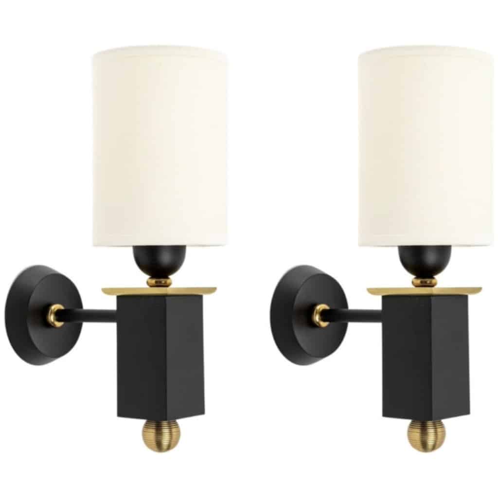 1940 Pair of bronze sconces by Marcel Guillemard 3