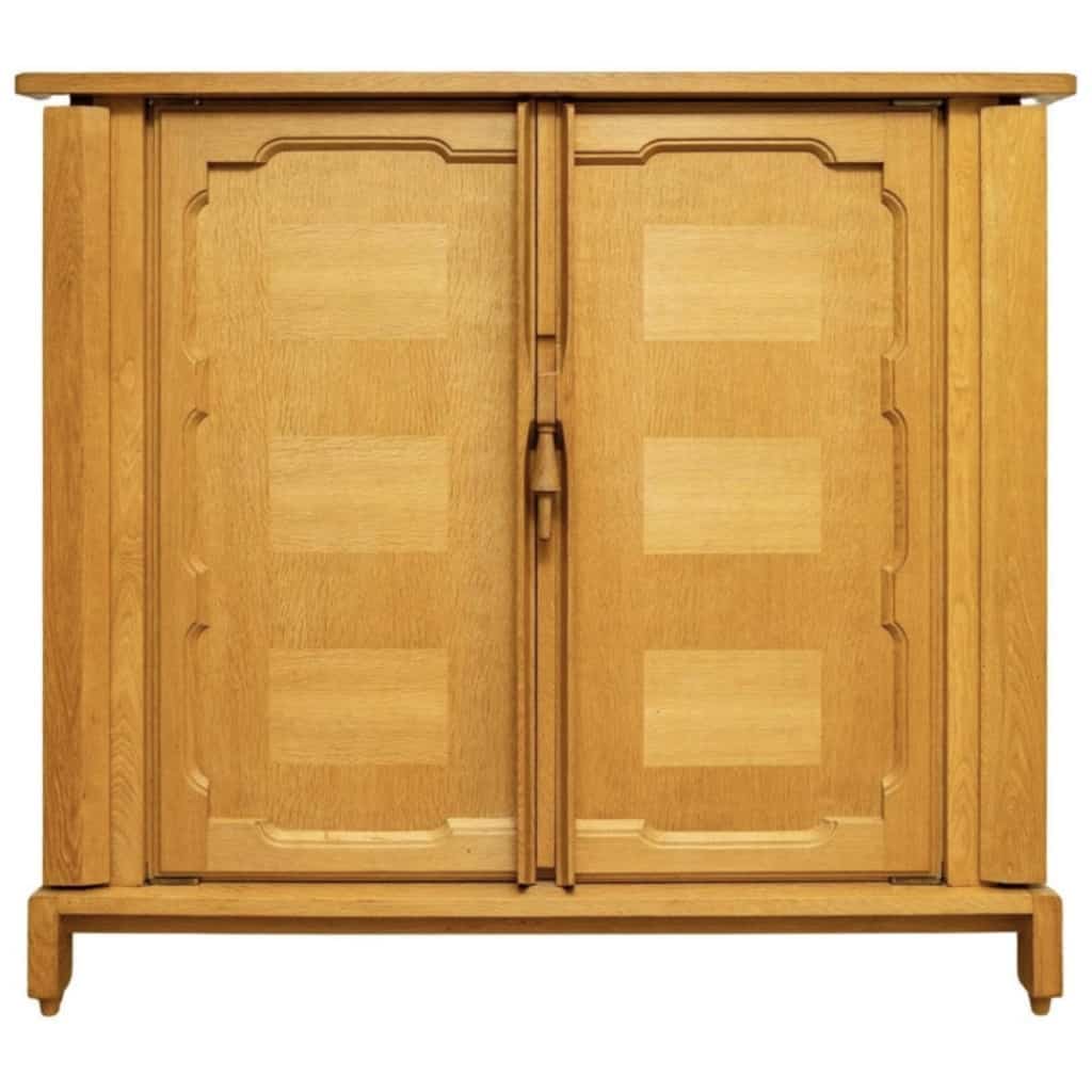 1950 Low cabinet in light oak model 'Bouvine' by Guillerme and Chambron by Your House 3