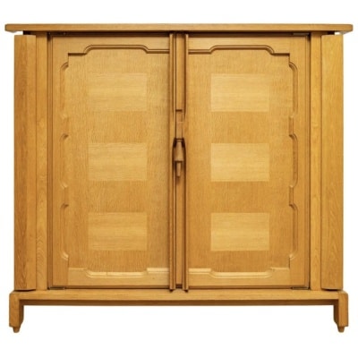 1950 Low cabinet in light oak model 'Bouvine' by Guillerme and Chambron by Your House